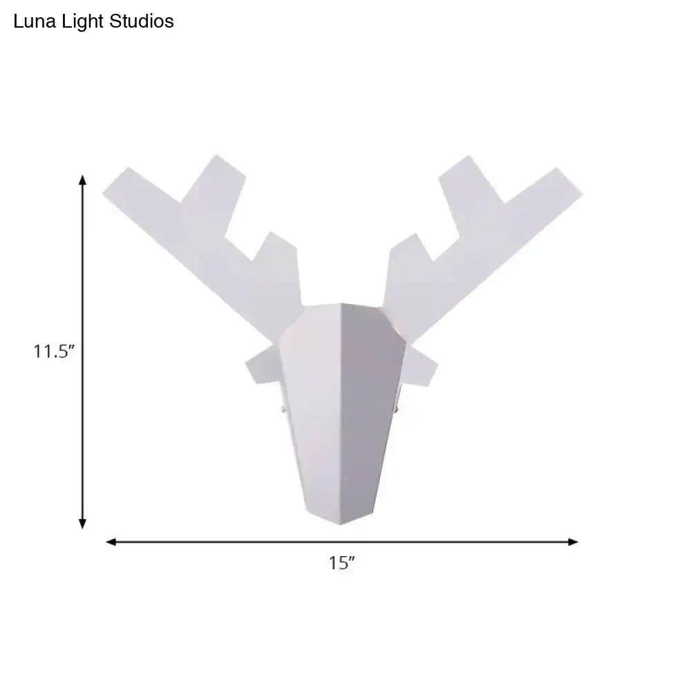 Modern white geometric reindeer wall lamp featuring a white geometric reindeer head design bedroom sconce light type