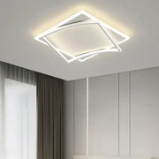 Modern white geometric square led ceiling light with layered design and soft ambient glow for living room decorbites ceiling light