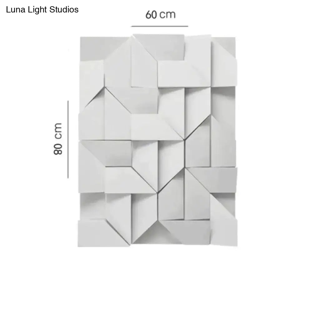 Modern white geometric wall lamp panel 60 cm wide and 80 cm tall for living room illuminated art decor