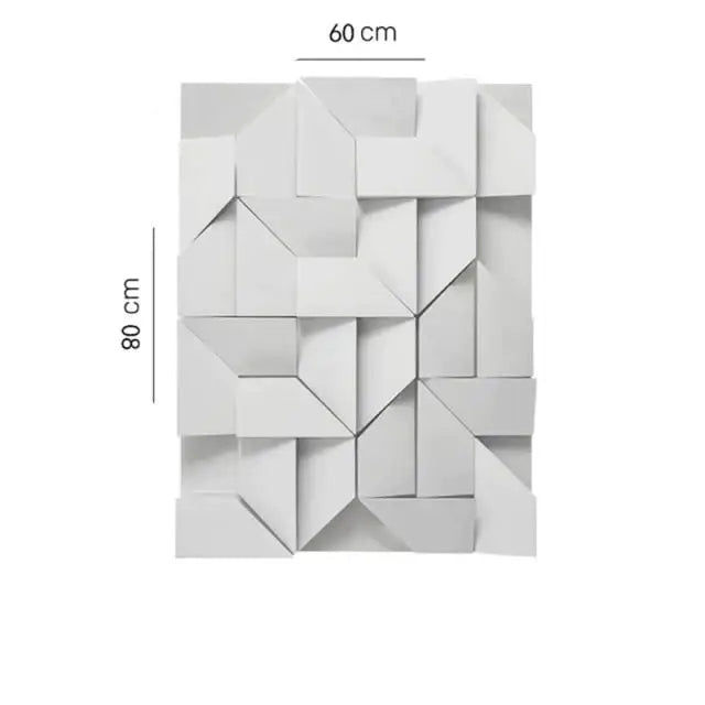 Modern white geometric wall lamp featuring illuminated interlocking angular shapes for living room decor