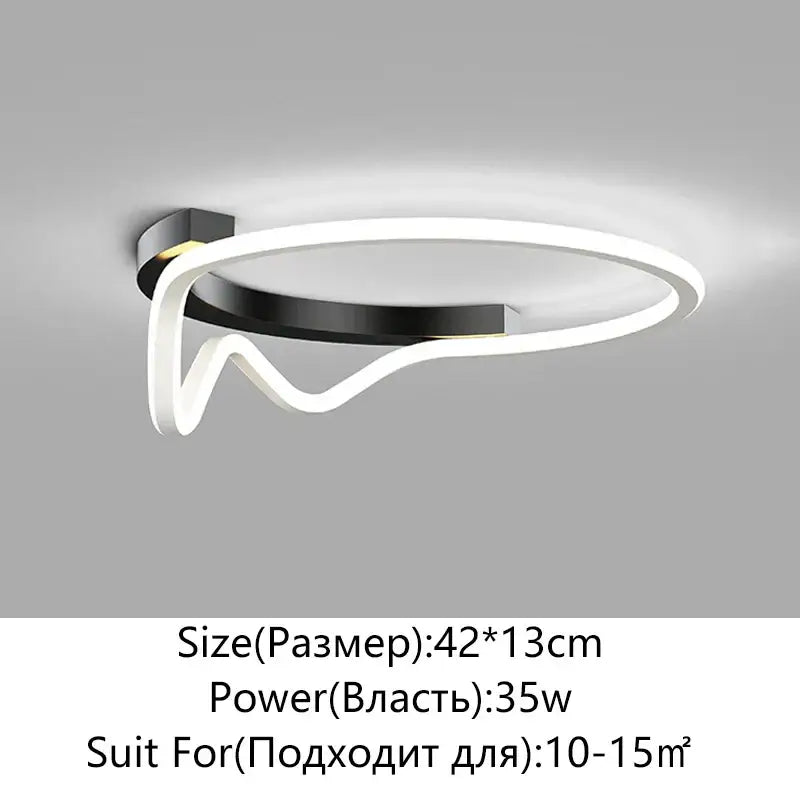 Modern white decorbites geometry round led ceiling light with sleek black curved design for living room illumination