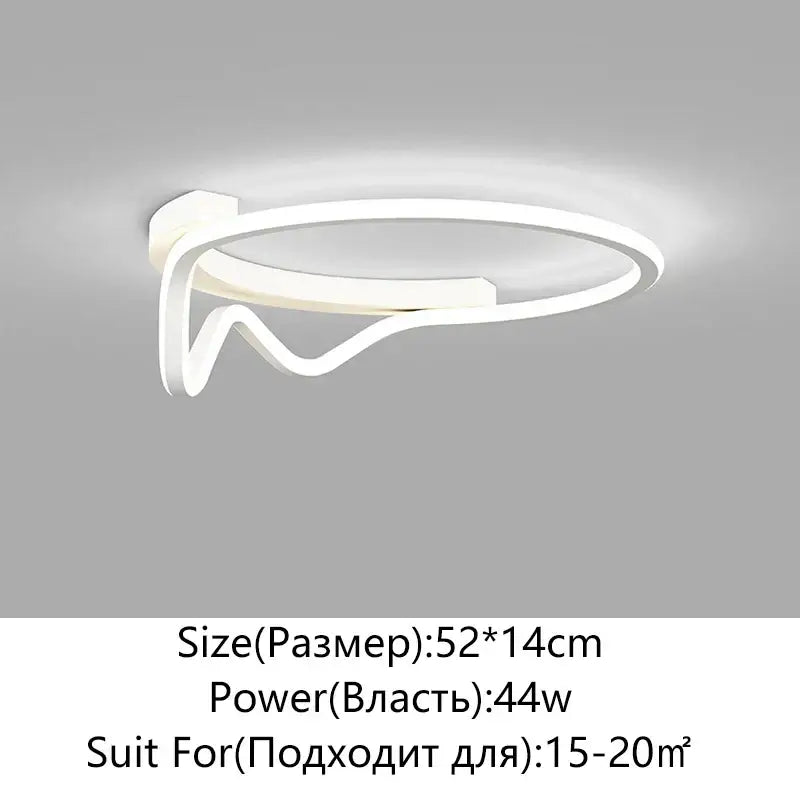 Modern white decorbites geometry round led ceiling light with minimalist circular design and integrated wave accent for living room