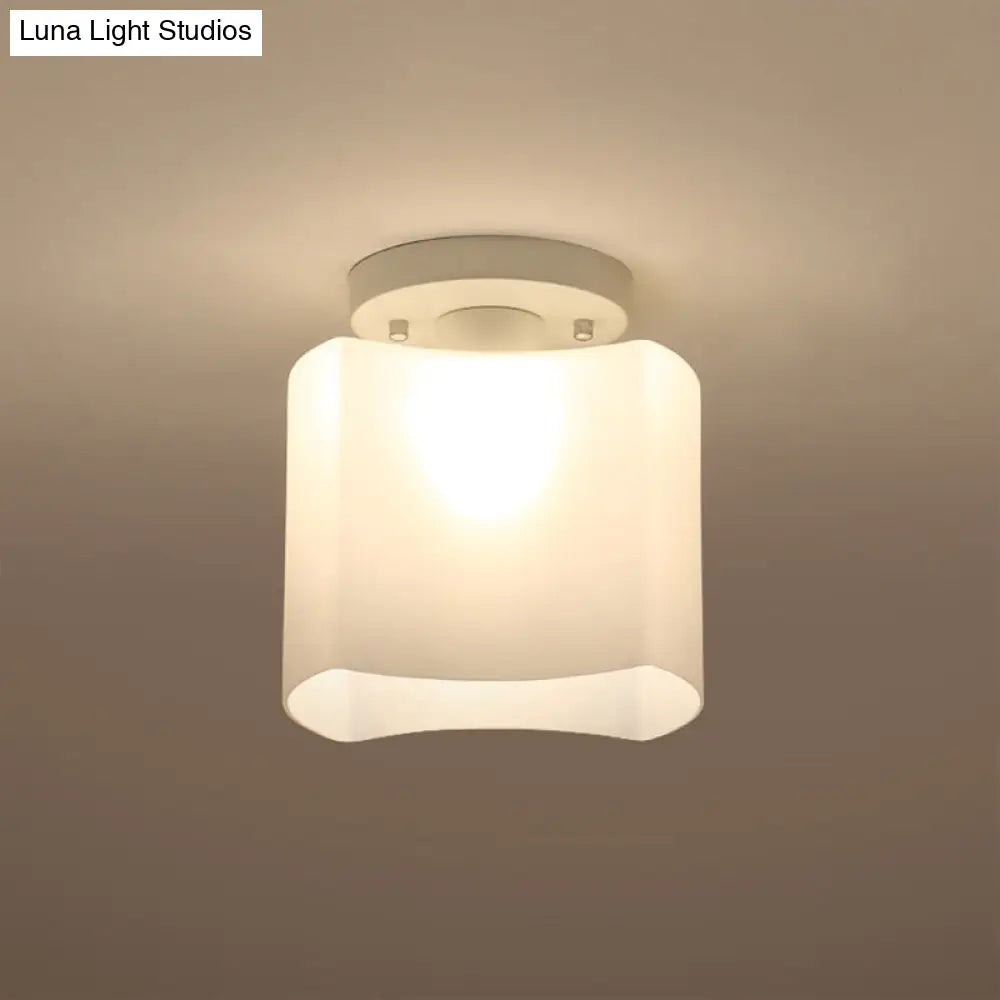 DecorBites™ DecorBites™ Modern White Glass Arced Corridor Semi-Flush Ceiling Light with 1 Bulb