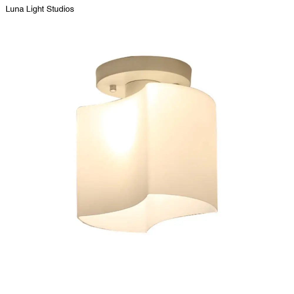 DecorBites™ DecorBites™ Modern White Glass Arced Corridor Semi-Flush Ceiling Light with 1 Bulb