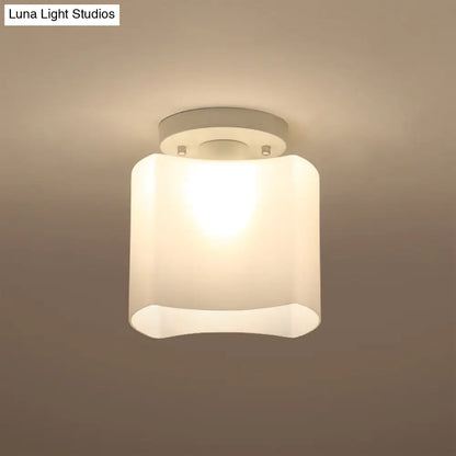 DecorBites™ DecorBites™ Modern White Glass Arced Corridor Semi-Flush Ceiling Light with 1 Bulb
