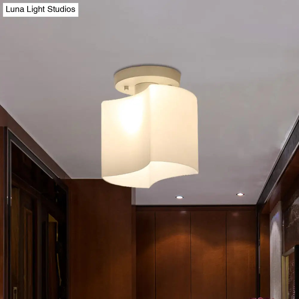 DecorBites™ DecorBites™ Modern White Glass Arced Corridor Semi-Flush Ceiling Light with 1 Bulb