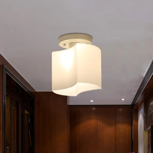 DecorBites™ DecorBites™ Modern White Glass Arced Corridor Semi-Flush Ceiling Light with 1 Bulb