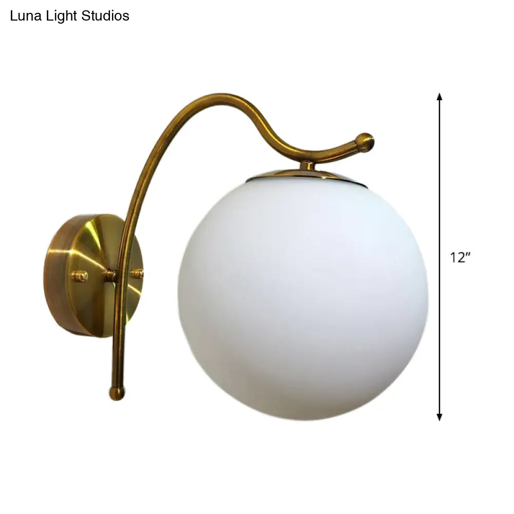 DecorBites™ DecorBites™ Modern White Glass Ball Wall Lamp with Gold Sconce Light Fixture