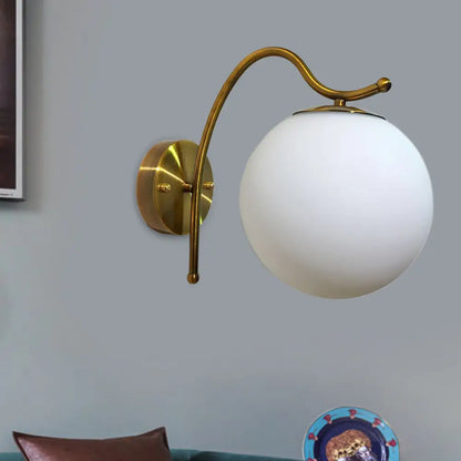 DecorBites™ DecorBites™ Modern White Glass Ball Wall Lamp with Gold Sconce Light Fixture