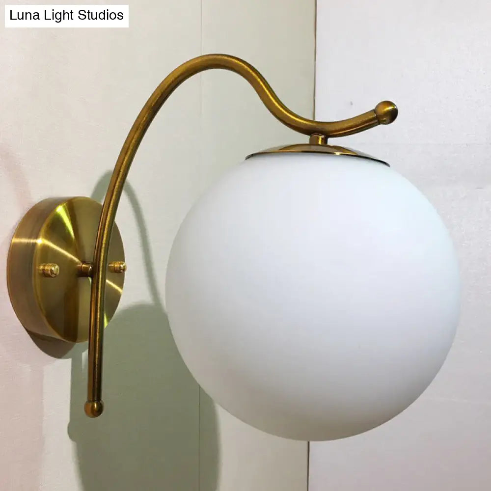 DecorBites™ DecorBites™ Modern White Glass Ball Wall Lamp with Gold Sconce Light Fixture