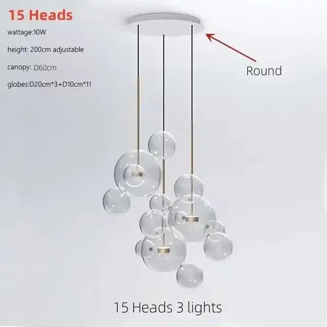 Modern white glass bubble chandelier with gold-toned metal rods and round white canopy pendant light decorbites glass bubble