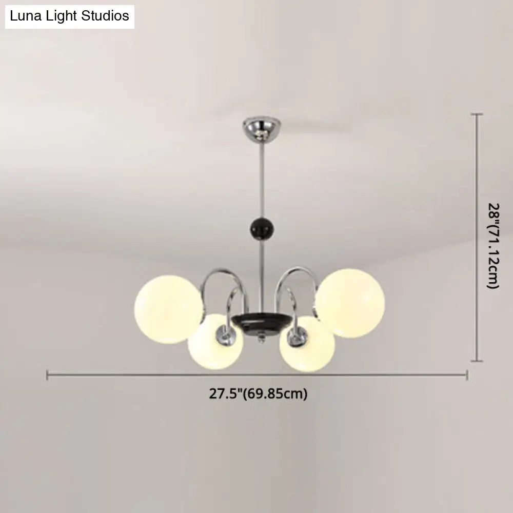 Modern White Glass Chandelier for Bedroom Lighting