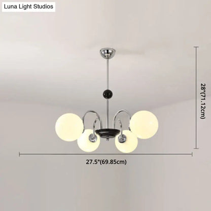 Modern White Glass Chandelier for Bedroom Lighting