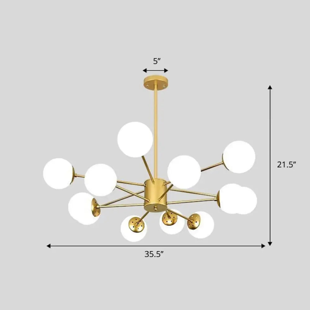 Modern White Glass Chandelier with Burst Design Suspension Light