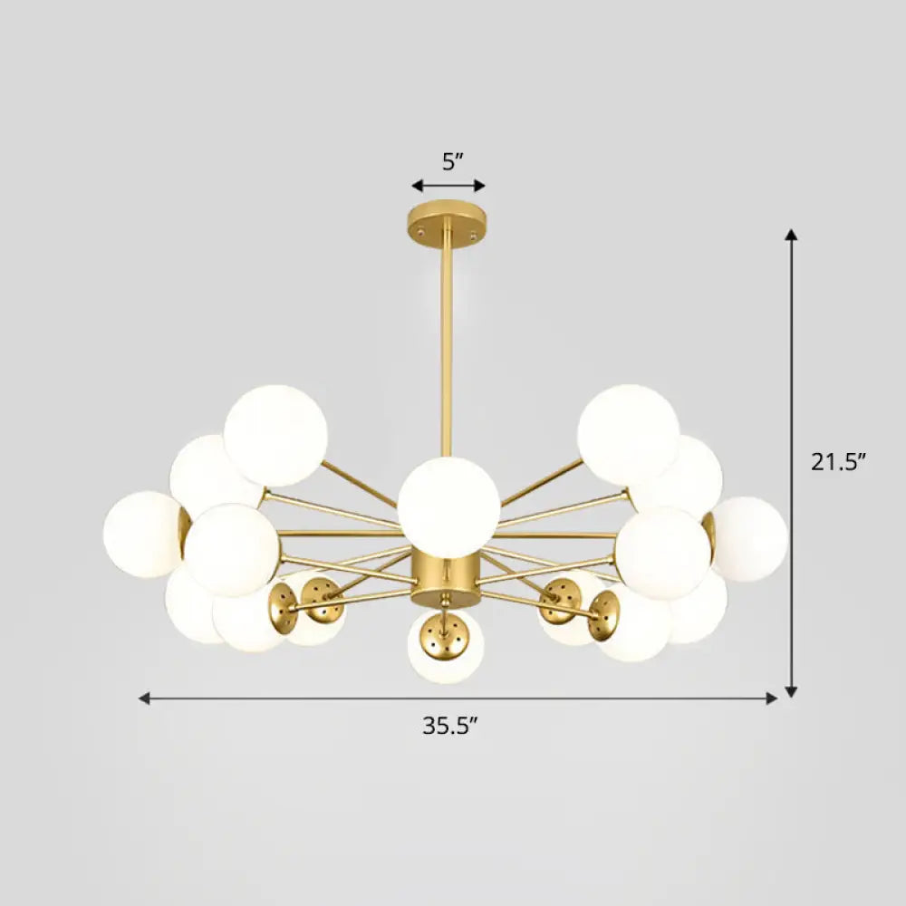 Modern White Glass Chandelier with Burst Design Suspension Light