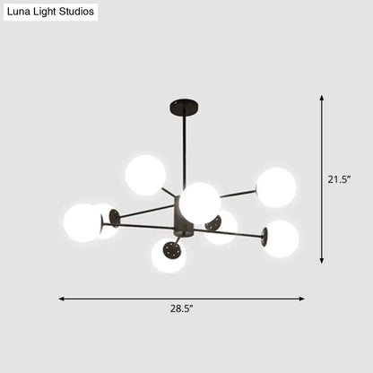 Modern White Glass Chandelier with Burst Design Suspension Light