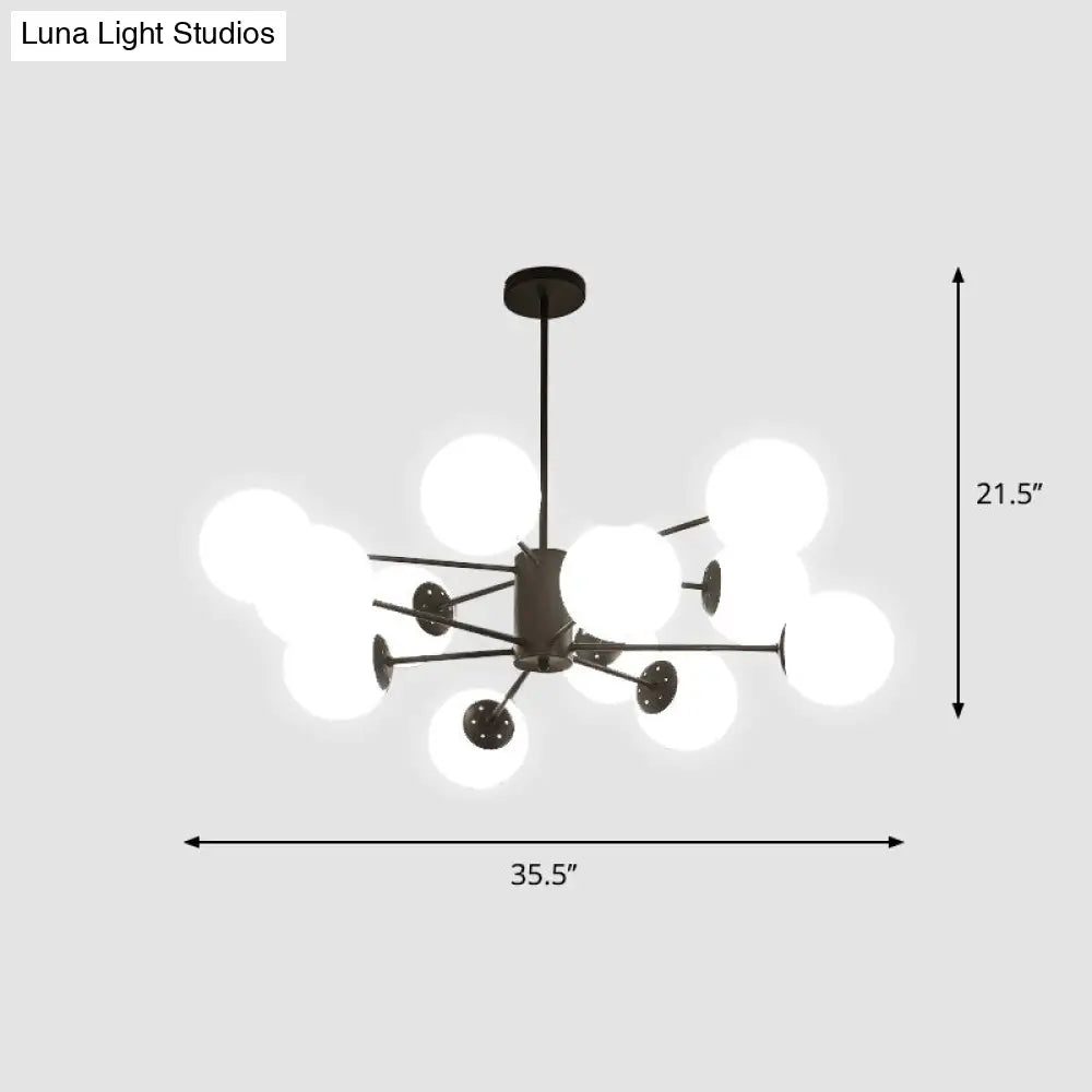 Modern White Glass Chandelier with Burst Design Suspension Light