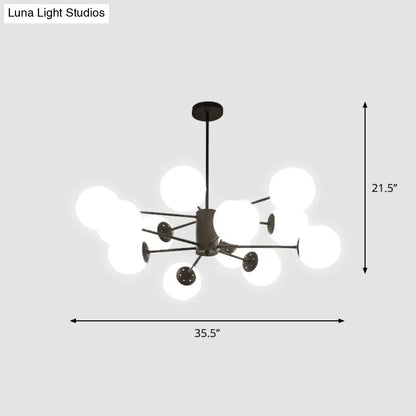 Modern White Glass Chandelier with Burst Design Suspension Light