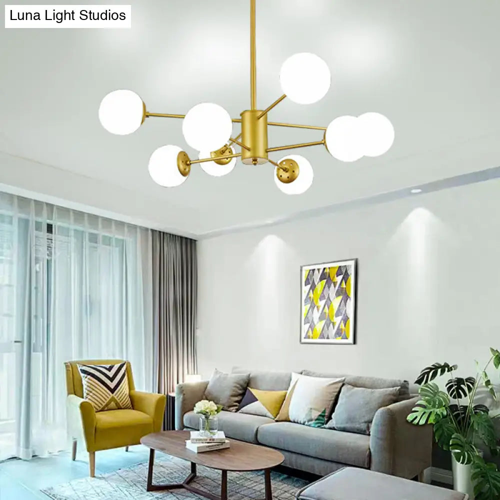 Modern White Glass Chandelier with Burst Design Suspension Light