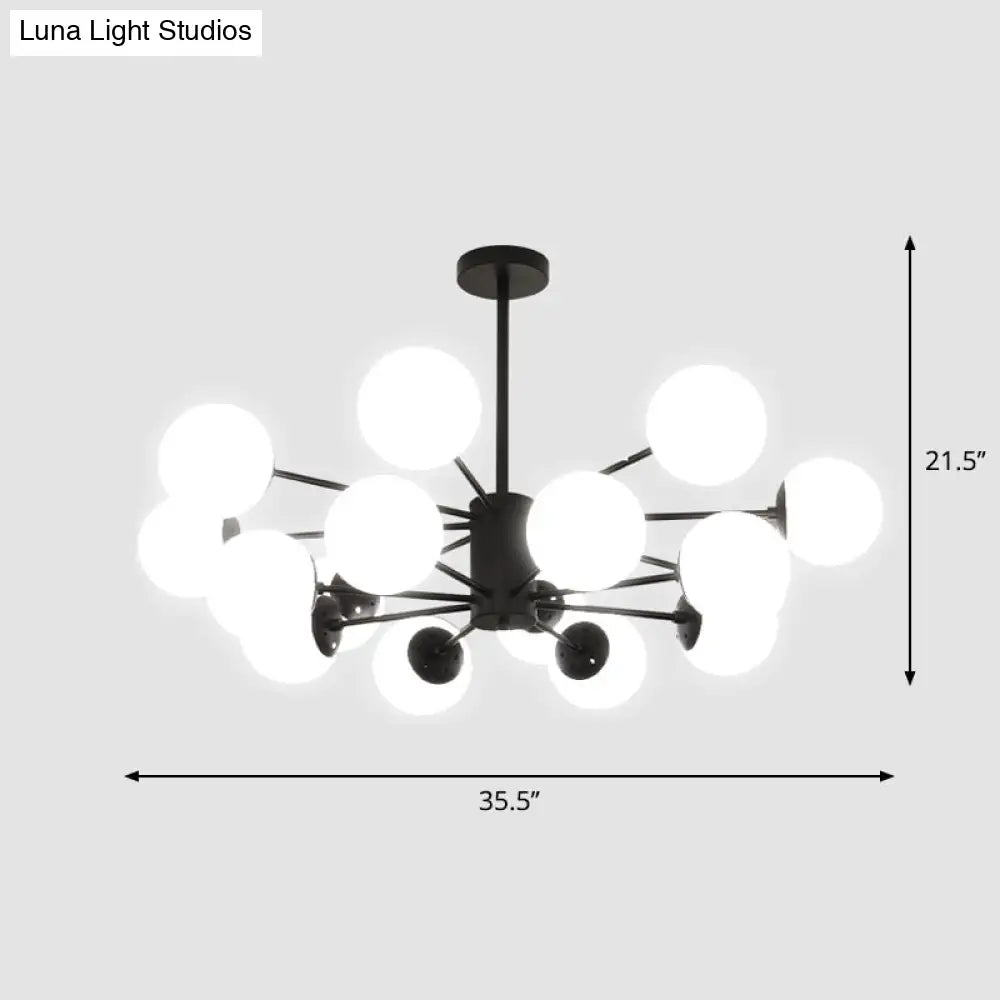 Modern White Glass Chandelier with Burst Design Suspension Light