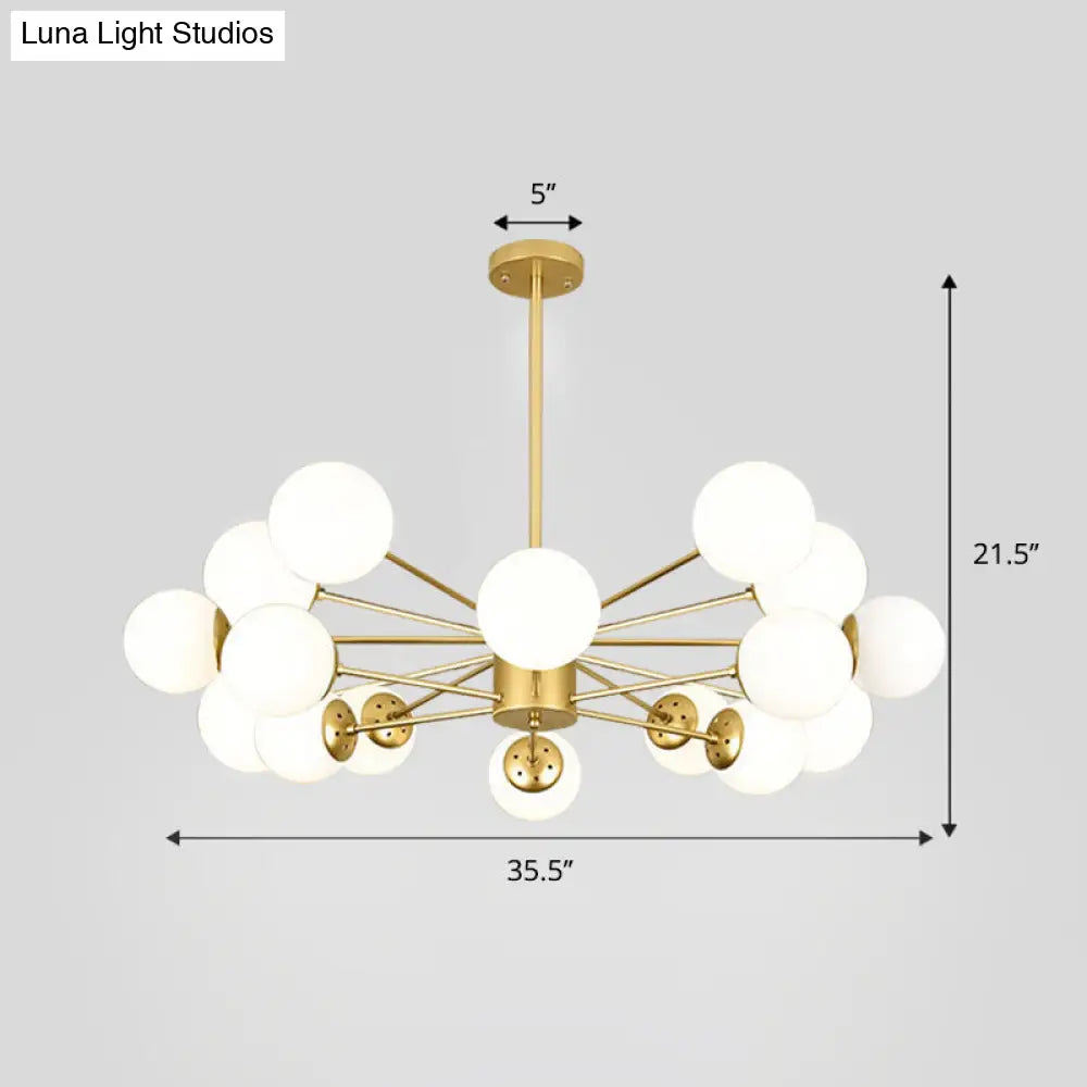 Modern White Glass Chandelier with Burst Design Suspension Light