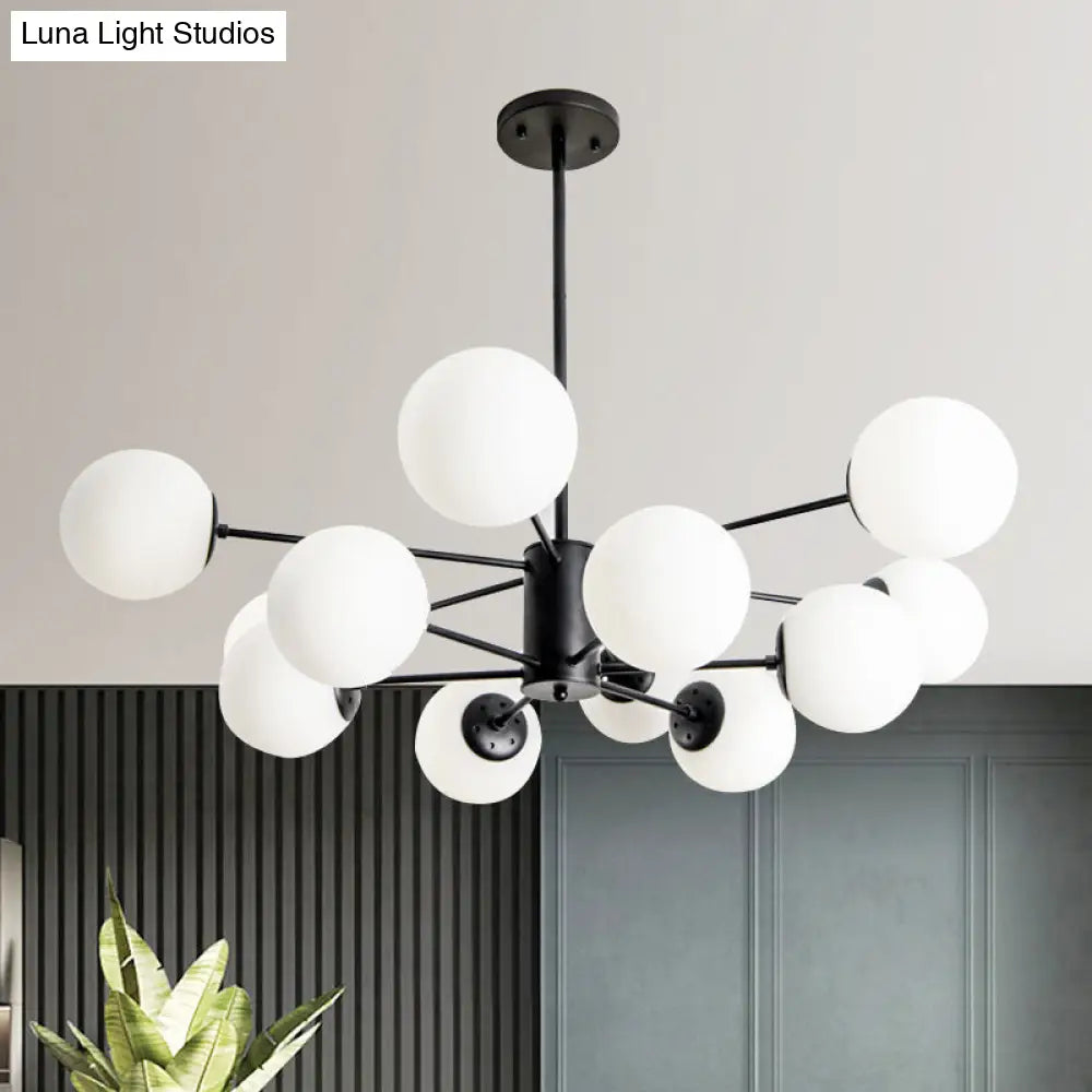 Modern White Glass Chandelier with Burst Design Suspension Light