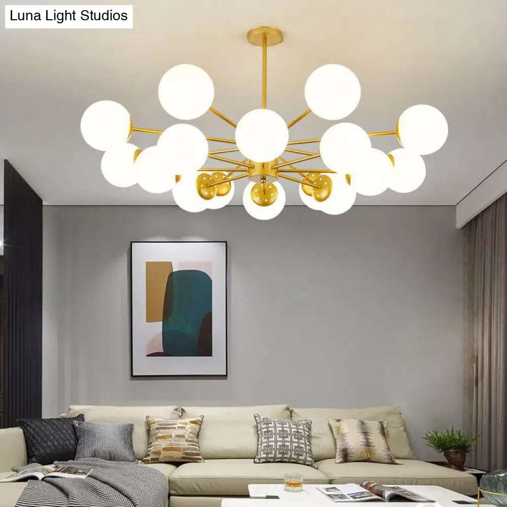 Modern White Glass Chandelier with Burst Design Suspension Light