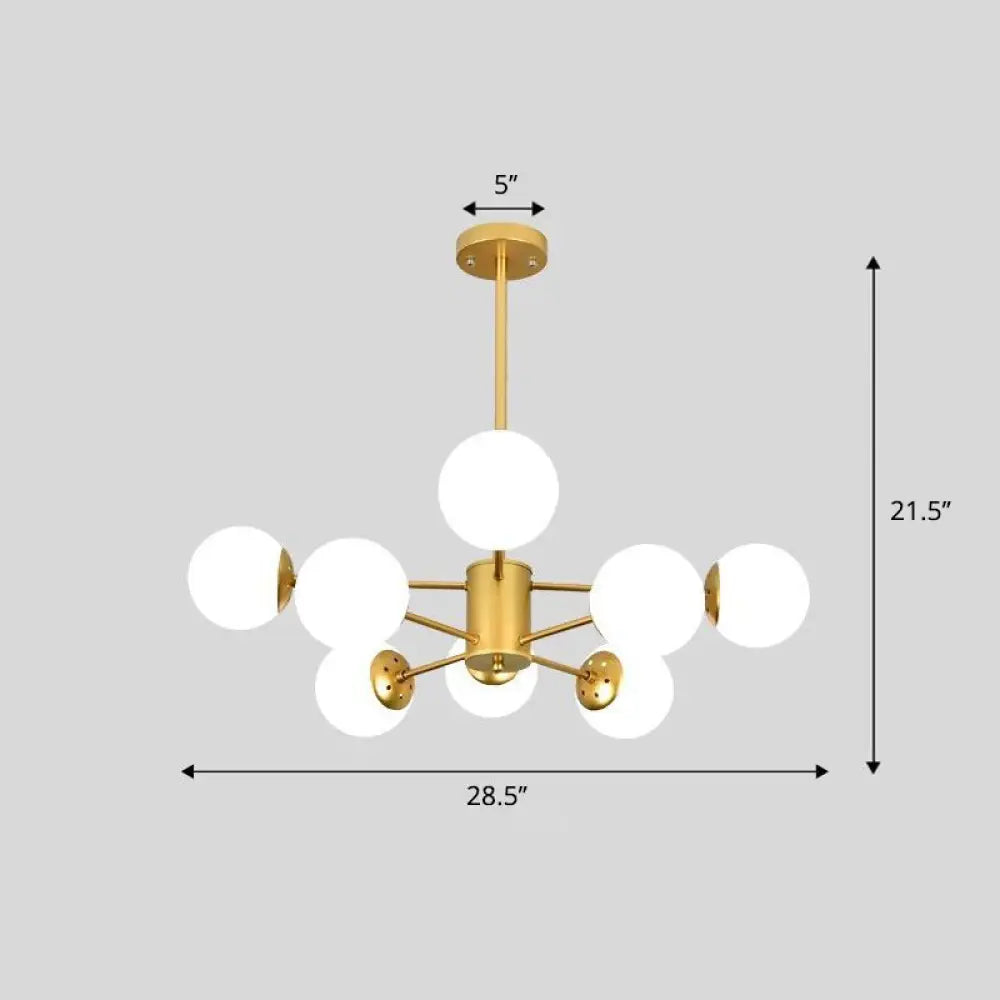 Modern White Glass Chandelier with Burst Design Suspension Light