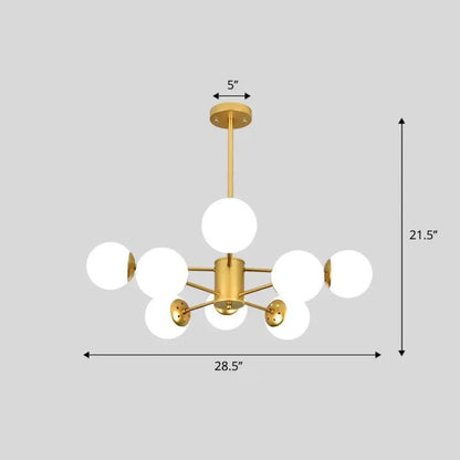 Modern White Glass Chandelier with Burst Design Suspension Light