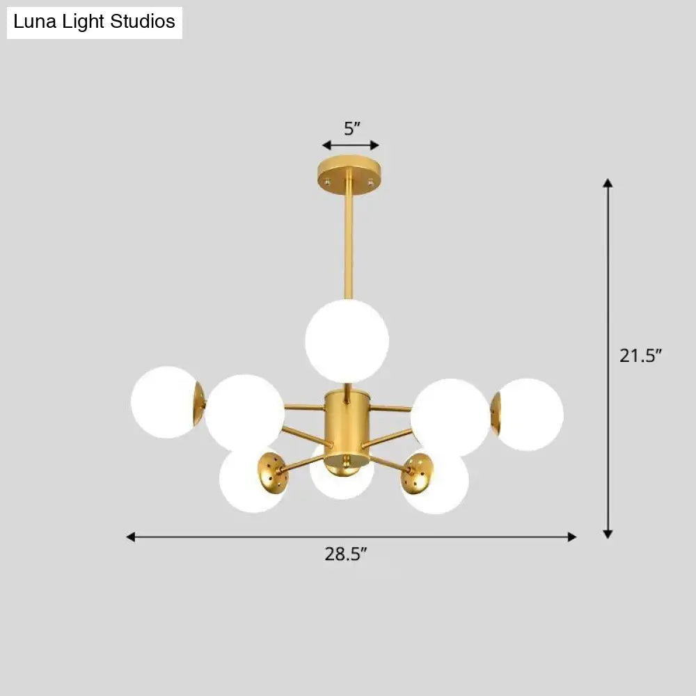 Modern White Glass Chandelier with Burst Design Suspension Light