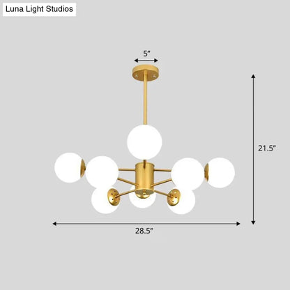 Modern White Glass Chandelier with Burst Design Suspension Light