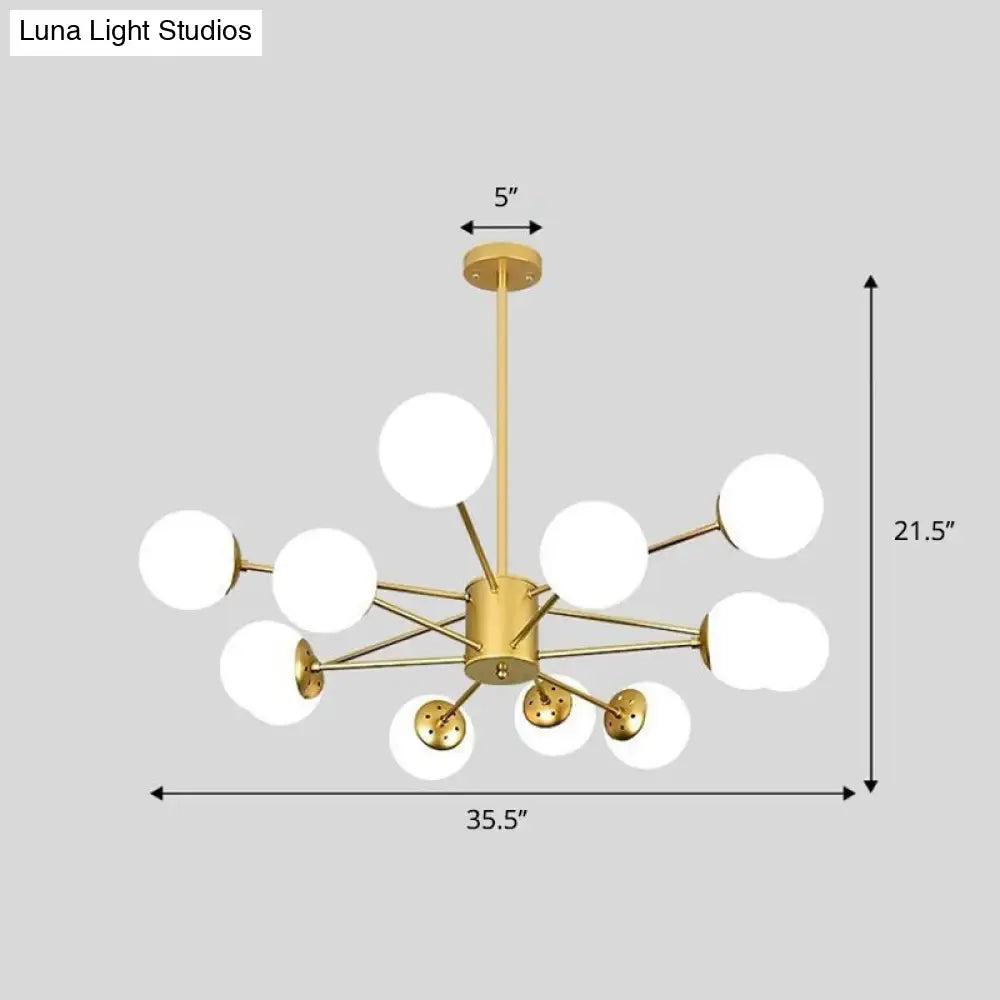 Modern White Glass Chandelier with Burst Design Suspension Light