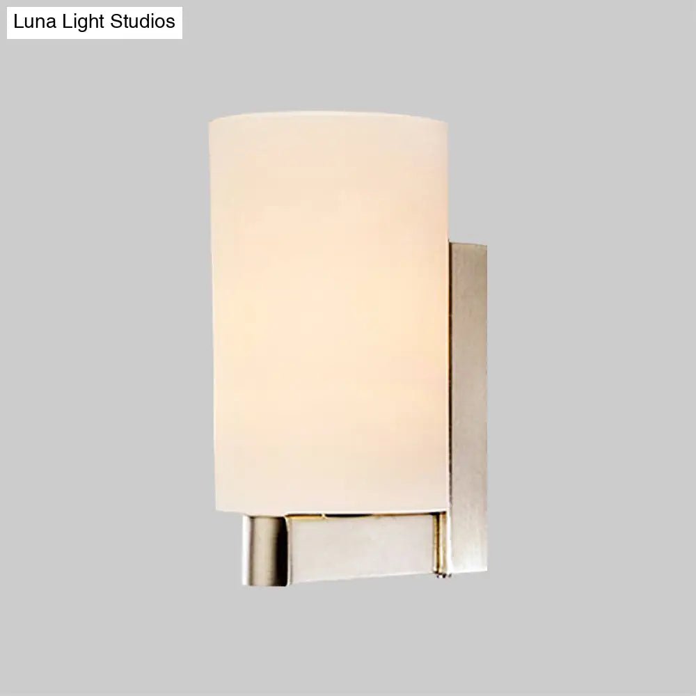 DecorBites™ DecorBites™ Modern White Glass Cylinder Wall Lamp: Chrome Sconce Fixture for Passages