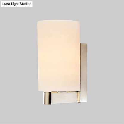 DecorBites™ DecorBites™ Modern White Glass Cylinder Wall Lamp: Chrome Sconce Fixture for Passages