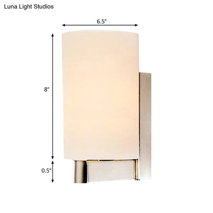 DecorBites™ DecorBites™ Modern White Glass Cylinder Wall Lamp: Chrome Sconce Fixture for Passages