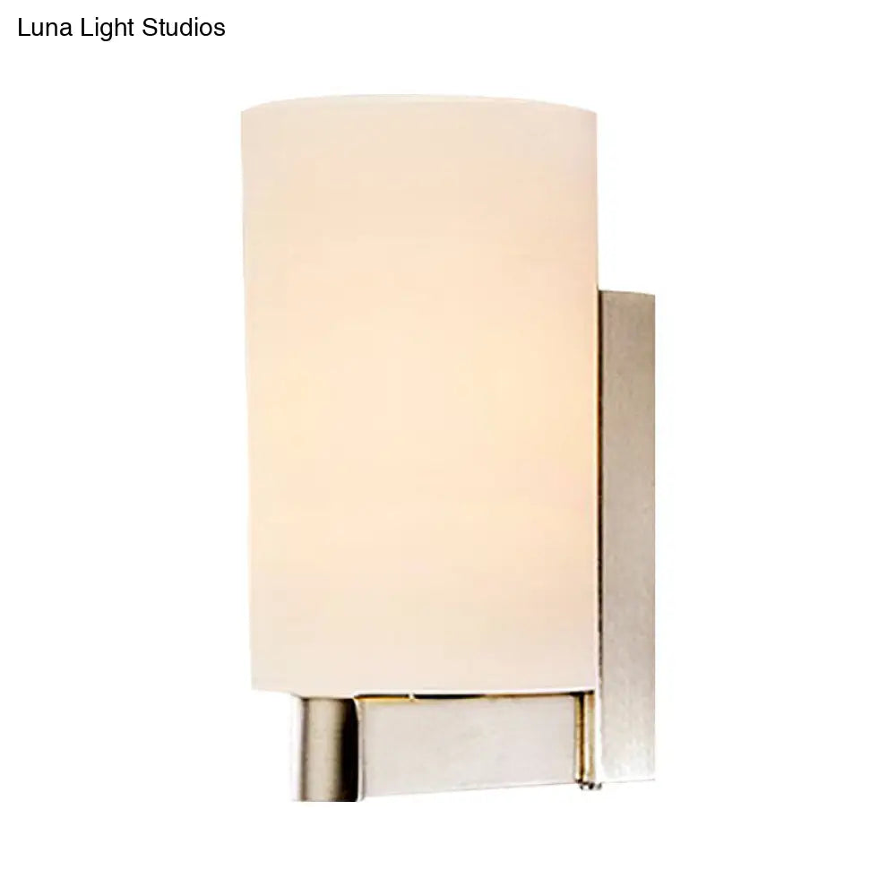 DecorBites™ DecorBites™ Modern White Glass Cylinder Wall Lamp: Chrome Sconce Fixture for Passages