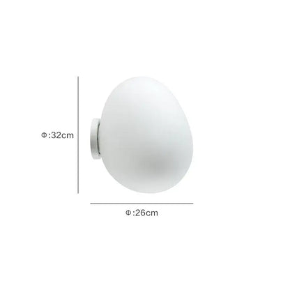 Modern white glass egg wall lamp with frosted glass and metallic base for bedroom wall sconces lighting