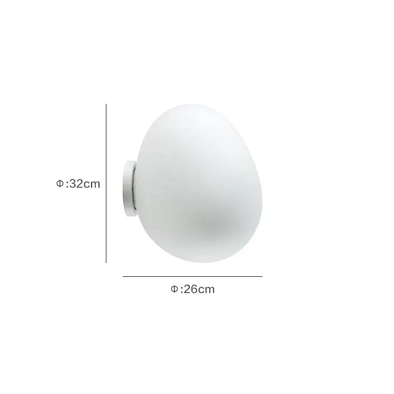 Modern white glass egg wall lamp with frosted glass and metallic base for bedroom wall sconces lighting