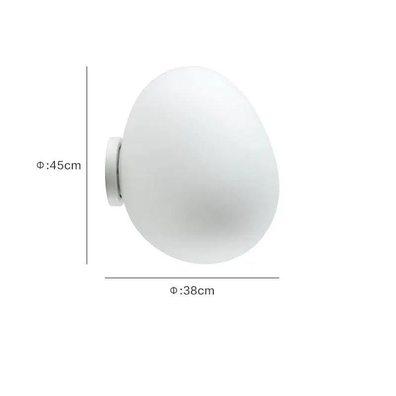 Modern white glass egg wall lamp with frosted finish and metallic bracket for bedroom wall sconces lighting
