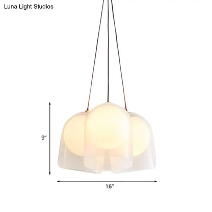 Modern White Glass Multi Pendant Light with 3 Lights in Gold - Perfect for Living Room Ceiling