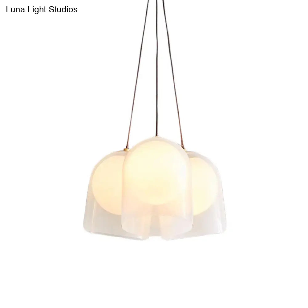 Modern White Glass Multi Pendant Light with 3 Lights in Gold - Perfect for Living Room Ceiling