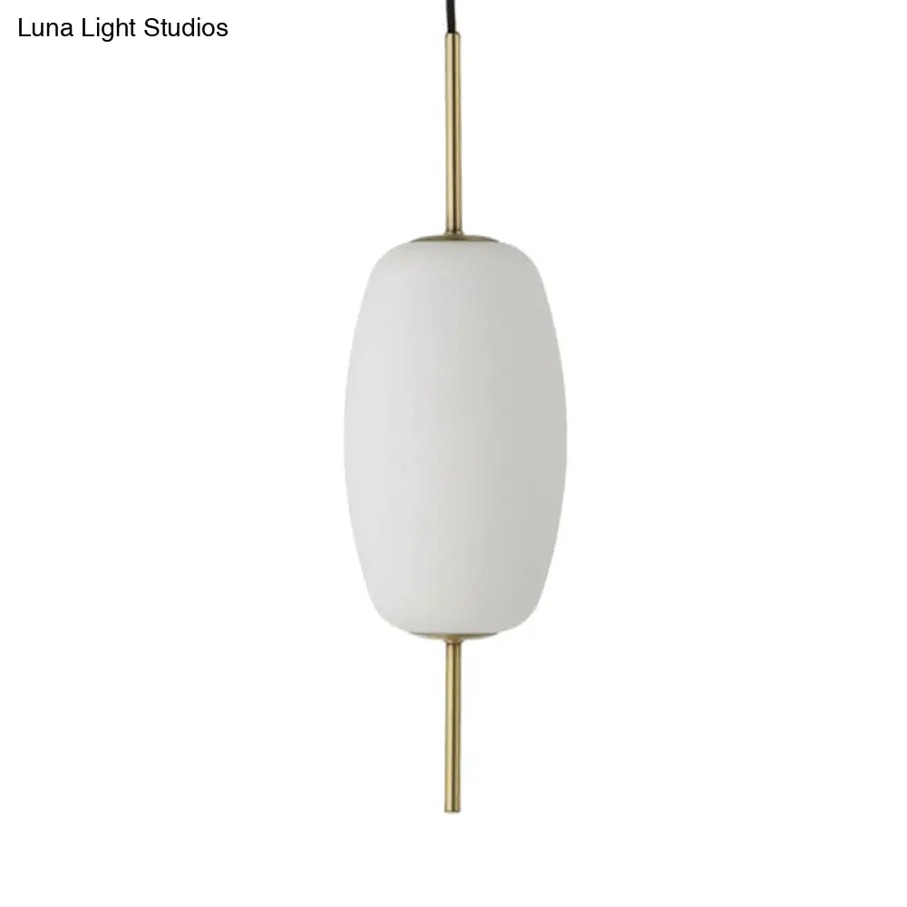 Modern White Glass Oval Pendant Light for Dining Room - 6"/8"/8.5" Wide, Hanging Ceiling Fixture with 1 Light