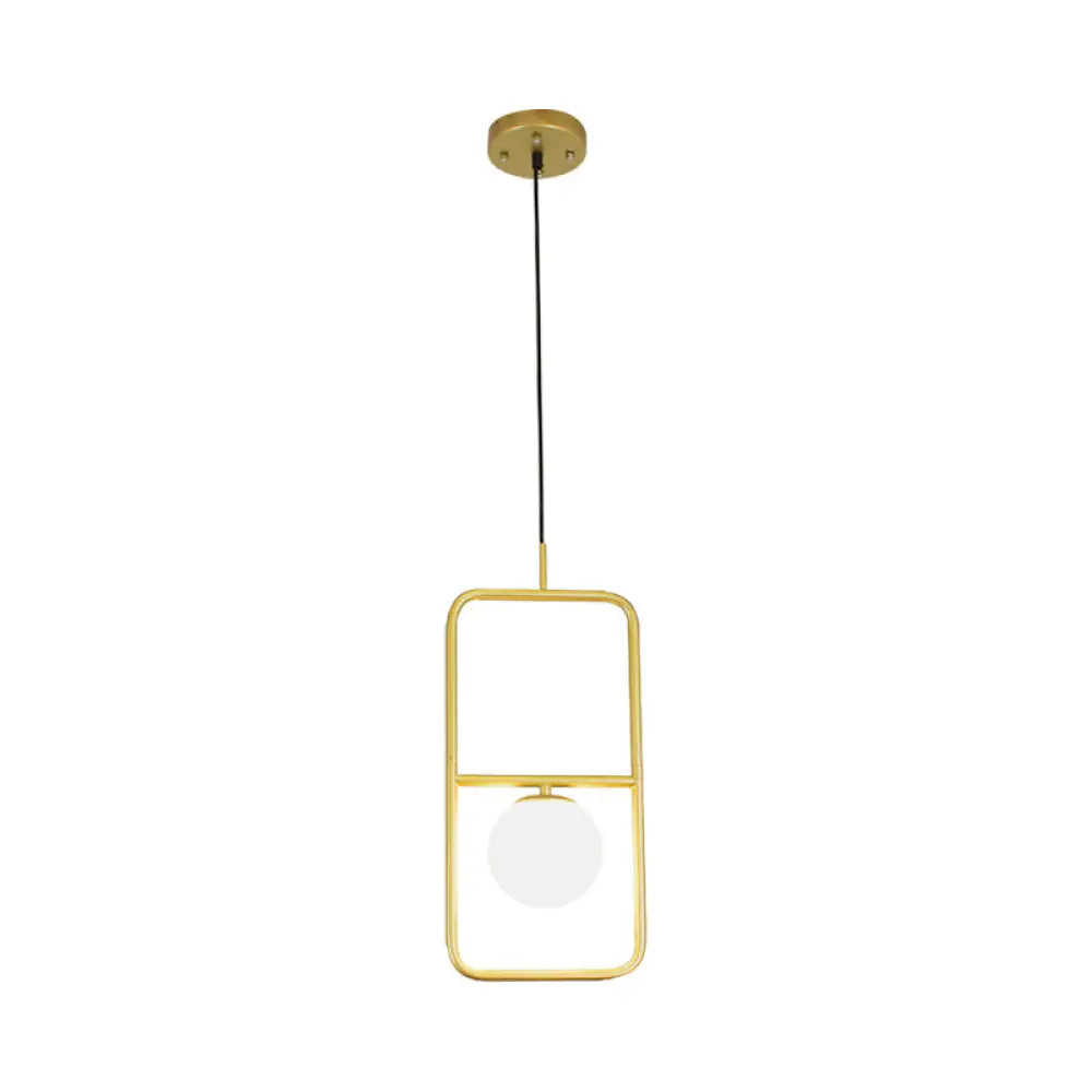 Modern White Glass Pendant Lamp with Gold LED Lights