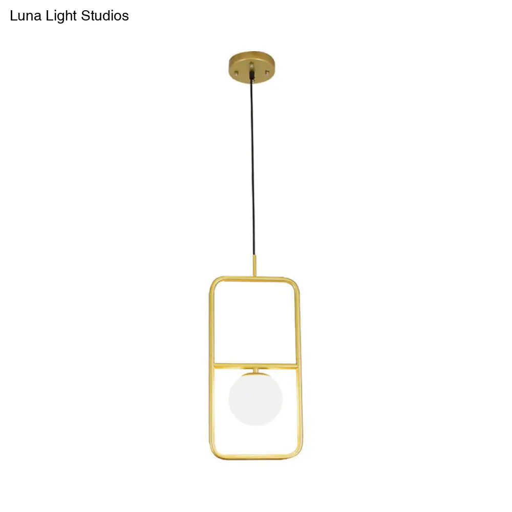 Modern White Glass Pendant Lamp with Gold LED Lights