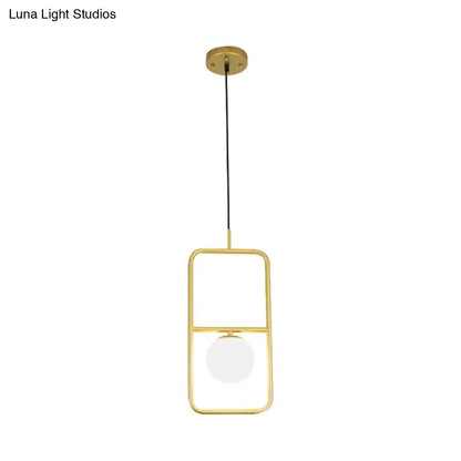 Modern White Glass Pendant Lamp with Gold LED Lights