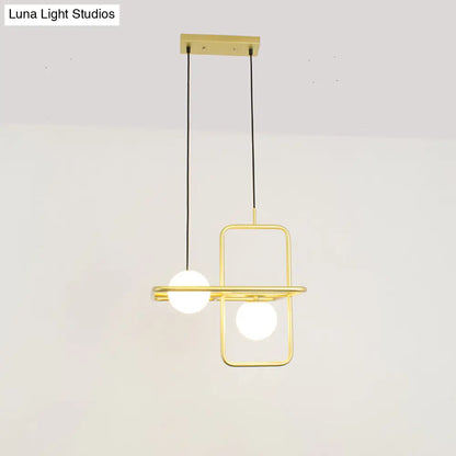 Modern White Glass Pendant Lamp with Gold LED Lights