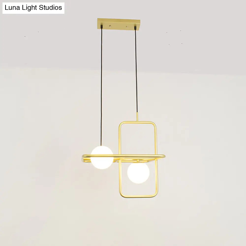 Modern White Glass Pendant Lamp with Gold LED Lights