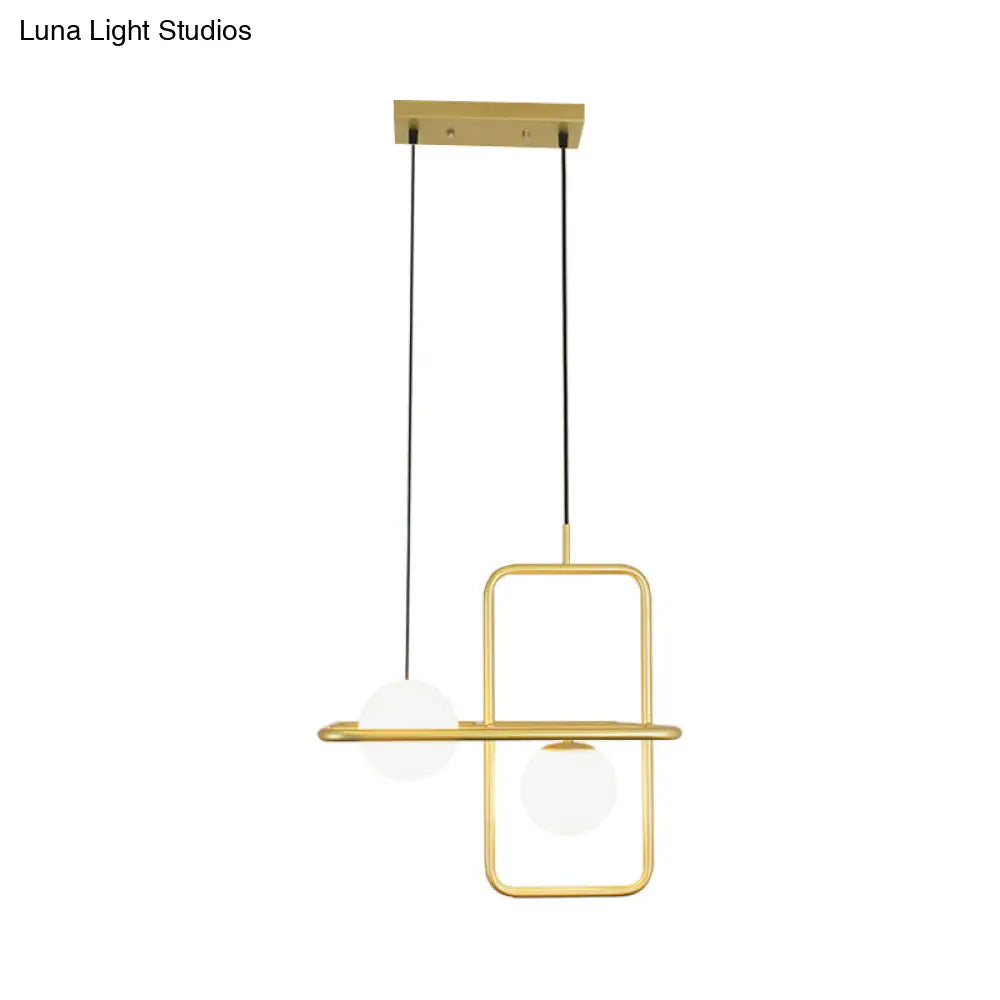 Modern White Glass Pendant Lamp with Gold LED Lights