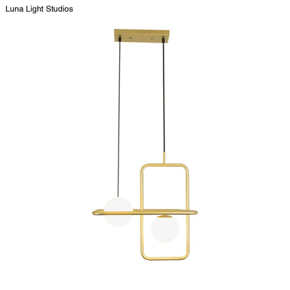 Modern White Glass Pendant Lamp with Gold LED Lights