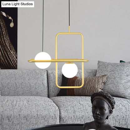 Modern White Glass Pendant Lamp with Gold LED Lights